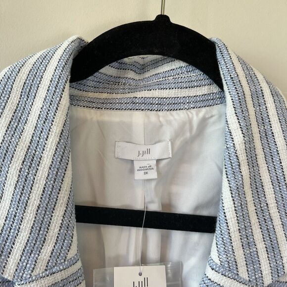 J. Jill Modern Spectator Blazer Blue White Striped Women’s Size 2X NWT’s $159 - Picture 11 of 15